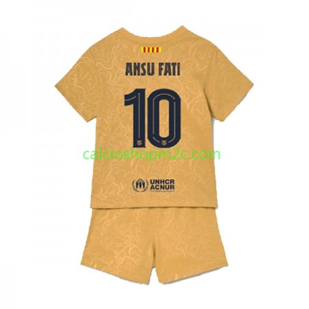 Barcellona Ansu Fat 10 Bambino Maglia Trasferta 2022/2023 Manica Corta (+ Pantaloncini)